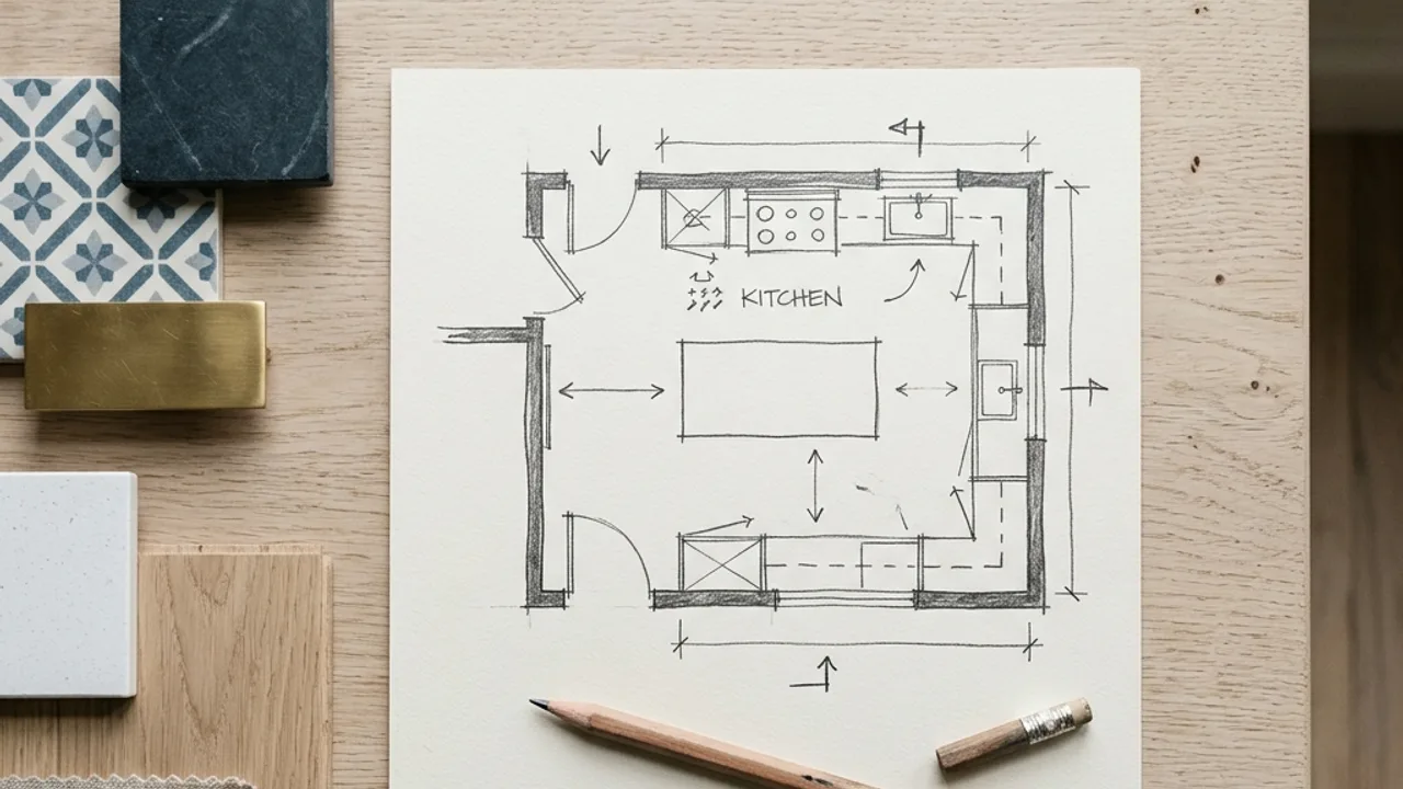 Kitchen layout and materials being planned before construction